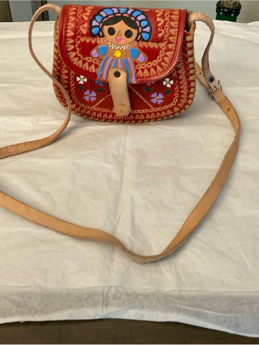Frida Kahlo Hand Tooled Leather Purse Handmade  in Mexico - Picture 4 of 9